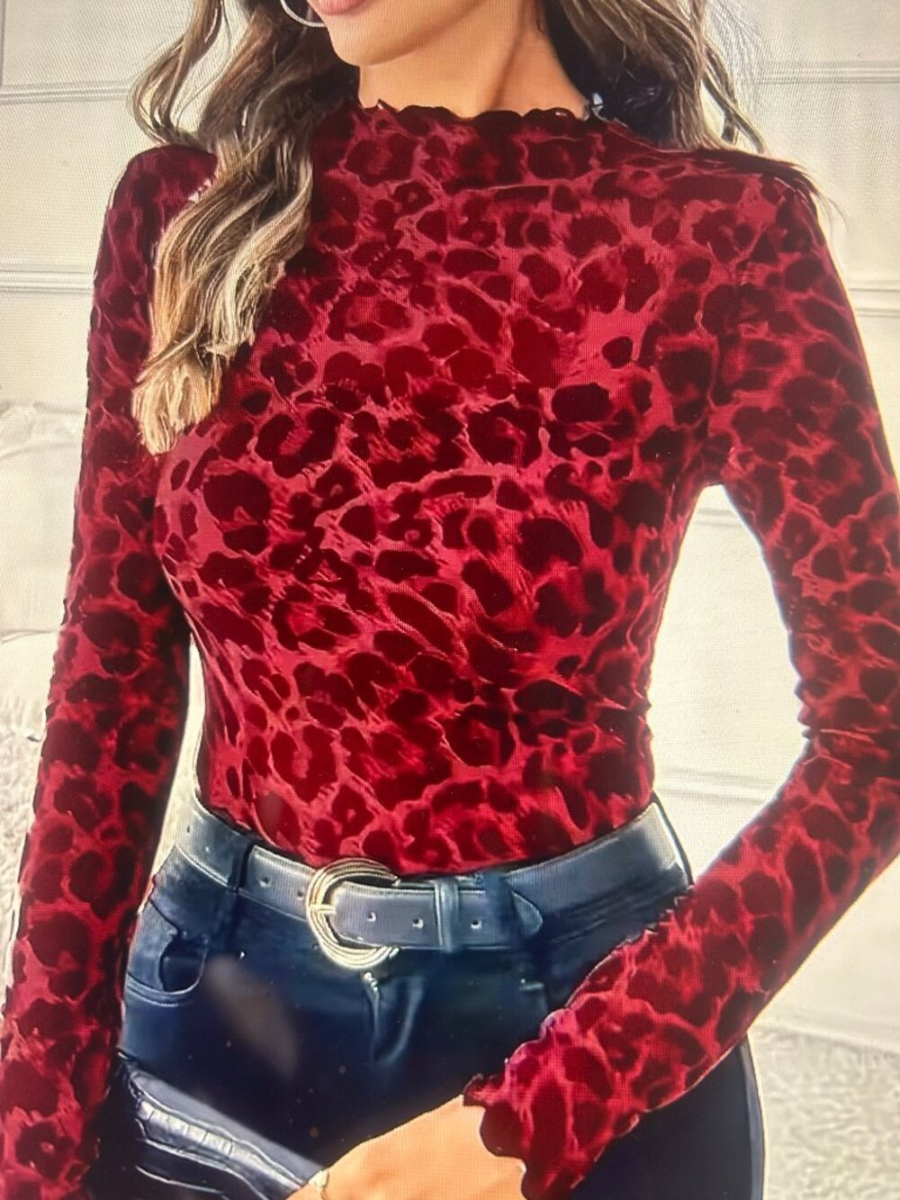 NWOT! Women'S Elegant Sexy Leopard Print Mesh Fitted Shirt T-Shirt Long ~ Sz. XL